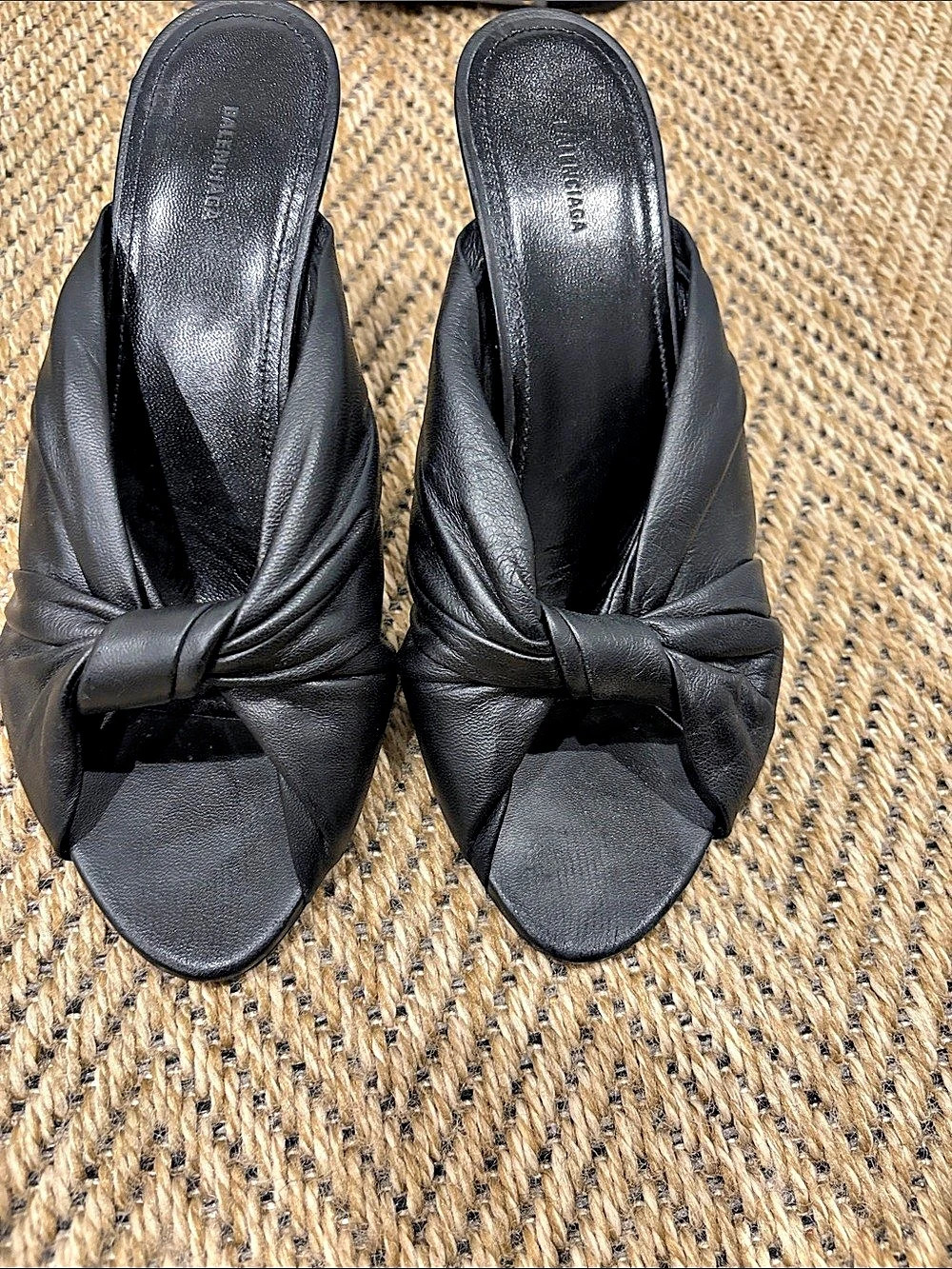 Balenciaga Knife Knot Mules Black Heels